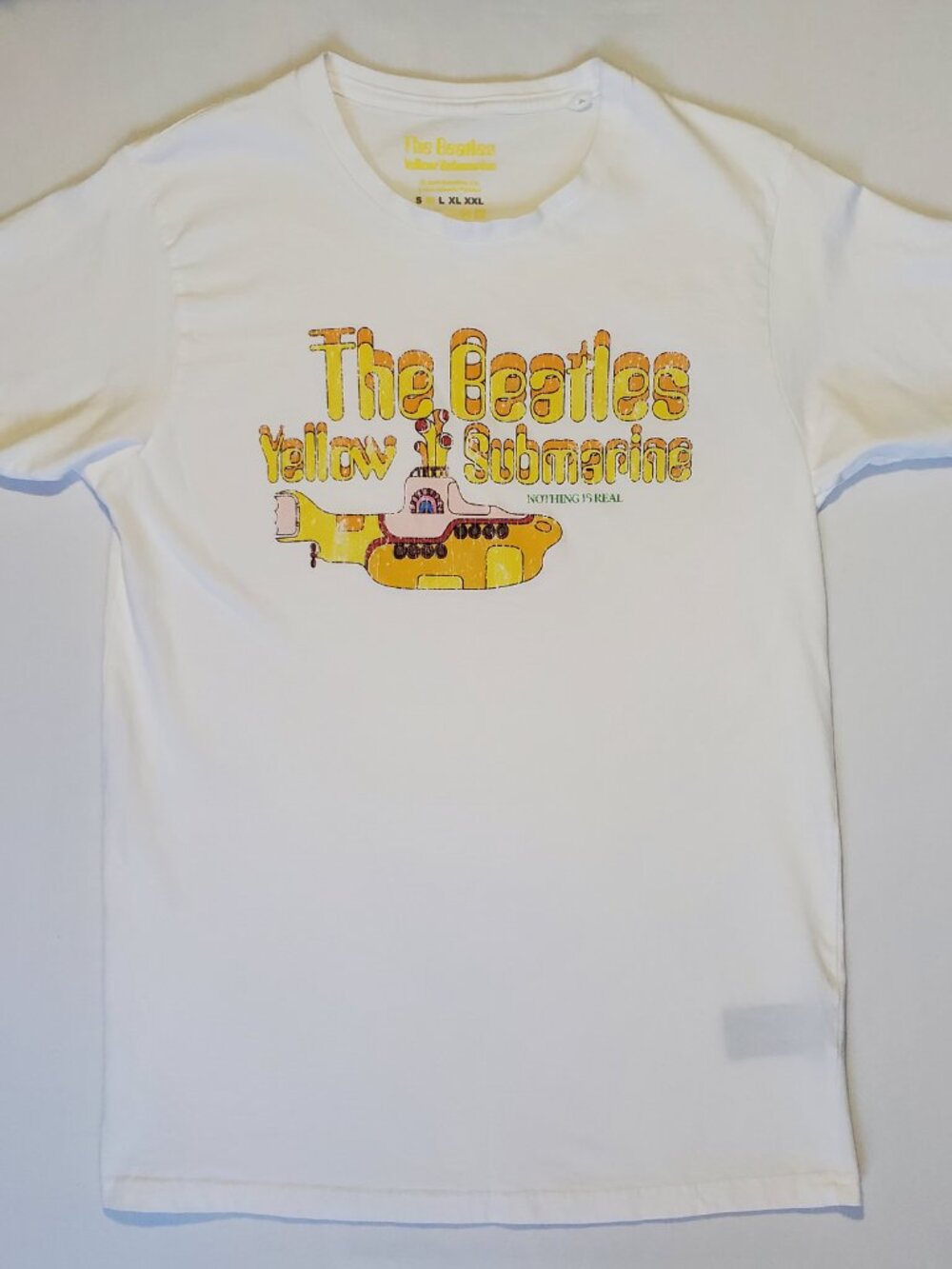The Beatles White Crewneck Graphic Band Tee Yellow Submarine Retro SIZE MED